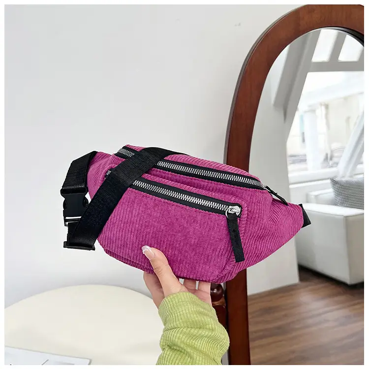 Trendy Crossbody Bag for Women Yellow Zippered Waist Bag — feature 21