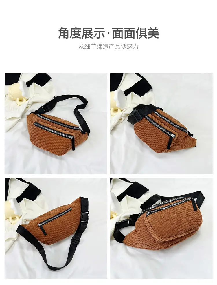 Trendy Crossbody Bag for Women Yellow Zippered Waist Bag — feature 3