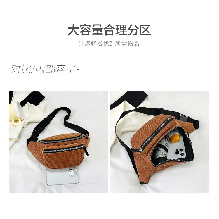 Trendy Crossbody Bag for Women Yellow Zippered Waist Bag — feature 4
