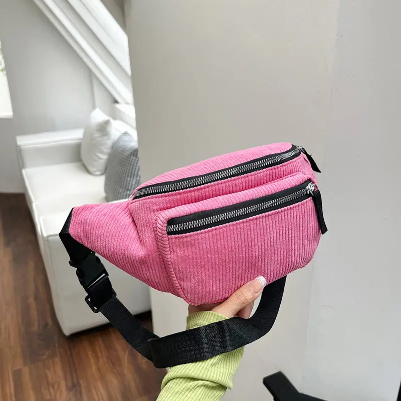 Trendy Crossbody Bag for Women Yellow Zippered Waist Bag