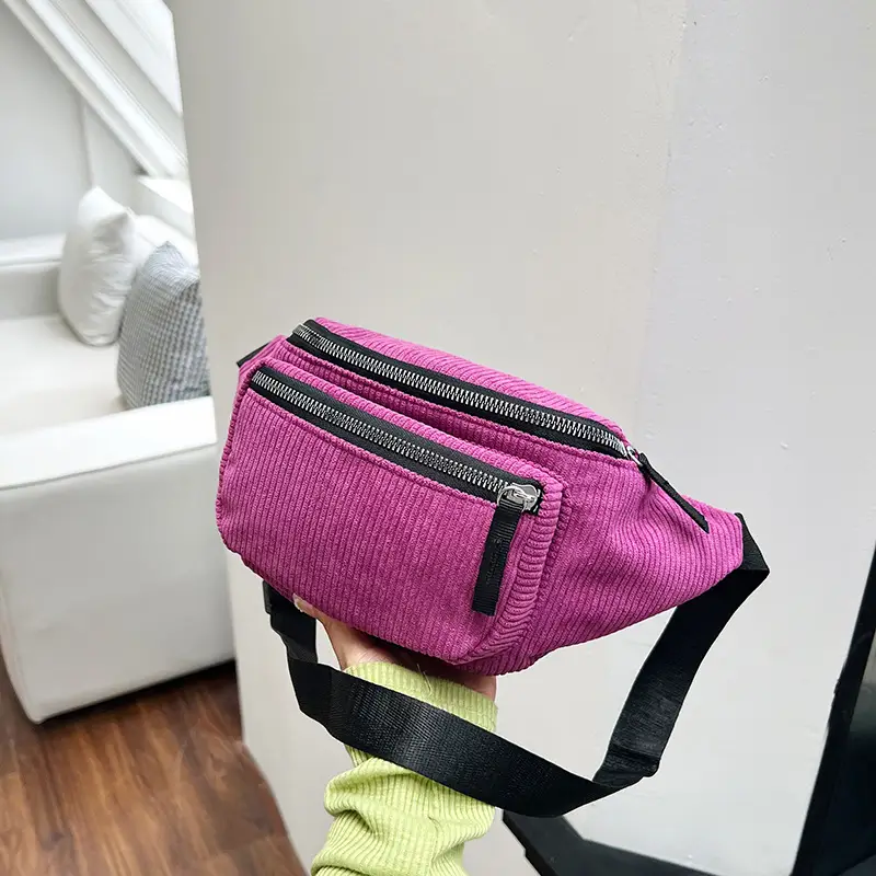 Trendy Crossbody Bag for Women Yellow Zippered Waist Bag
