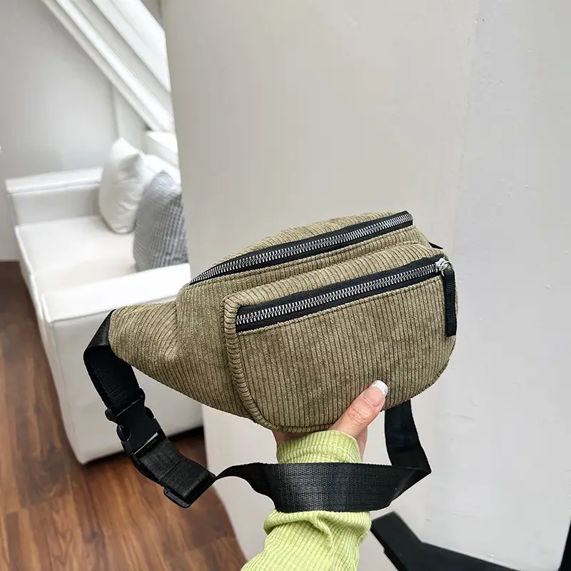 Trendy Crossbody Bag for Women Yellow Zippered Waist Bag