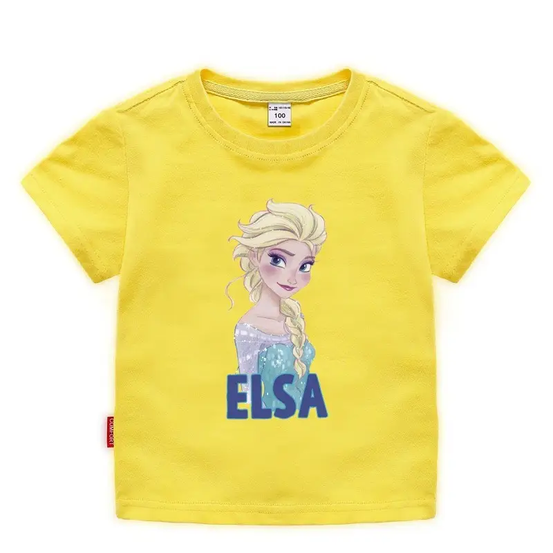 Girls Princess Printed Cotton T-Shirt Green 2023