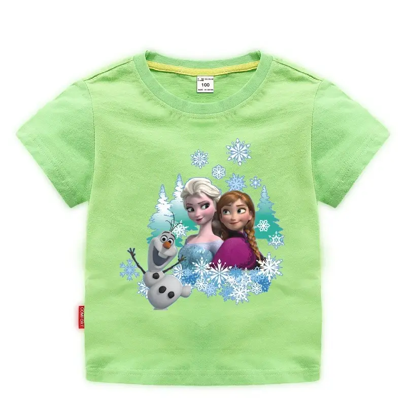 Girls Princess Printed Cotton T-Shirt Green 2023