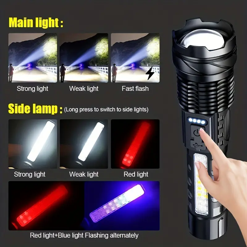USB Rechargeable Cross-Border Laser Flashlight Black - Image 3