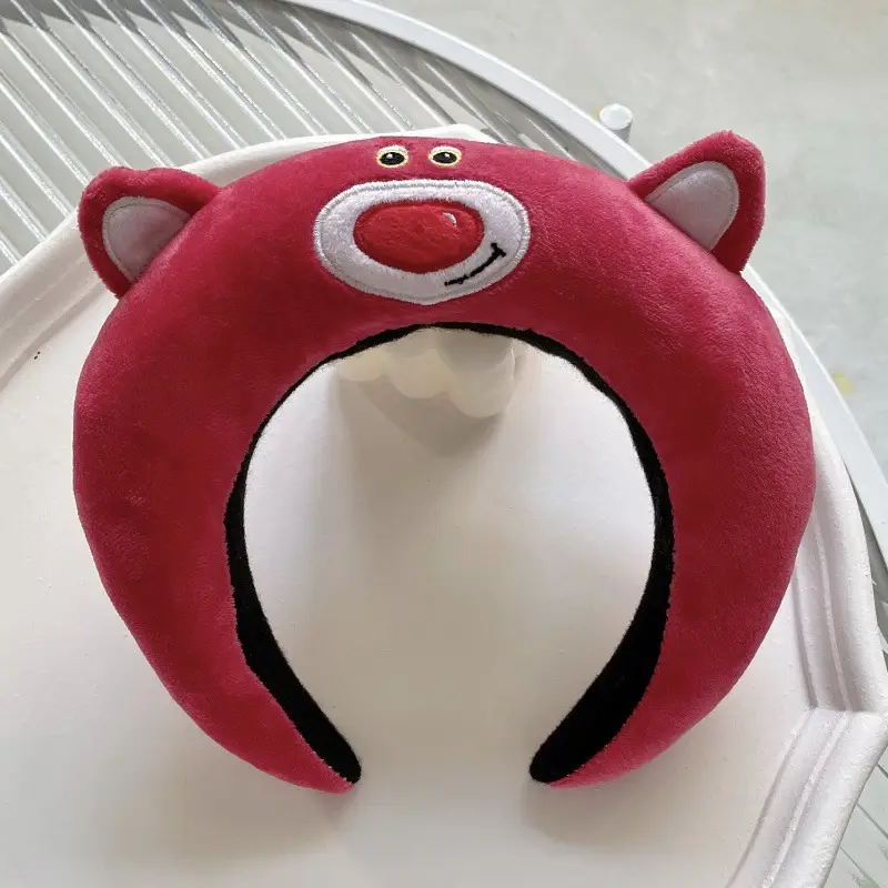 Pink Cartoon Bear Headband for Girls Plush Hair Clip - Image 4