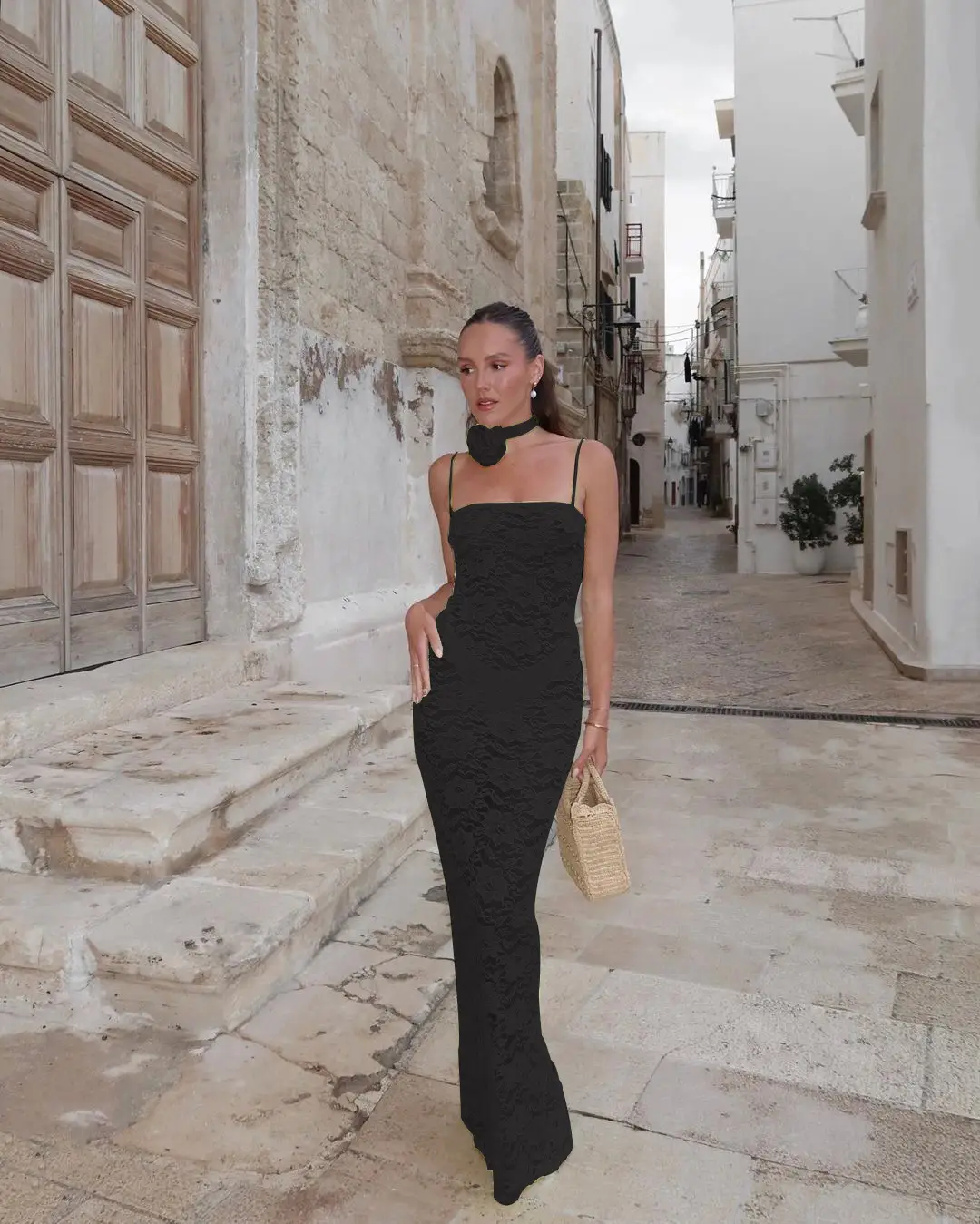 Black Rose Suspenders Dress for Women — feature 47