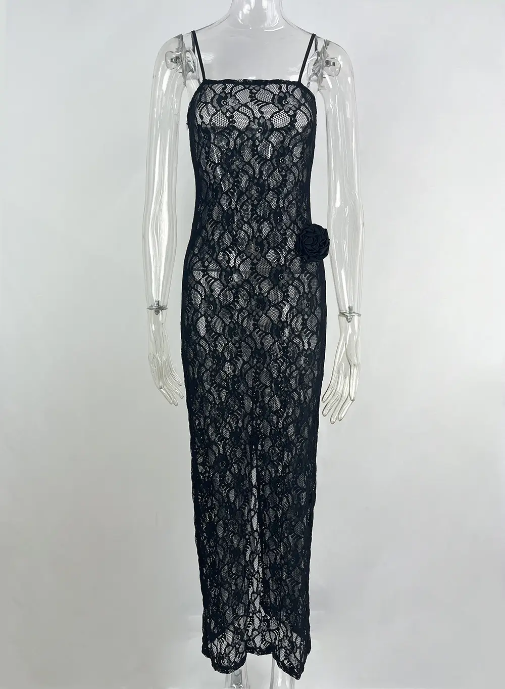 Black Rose Suspenders Dress for Women — feature 9