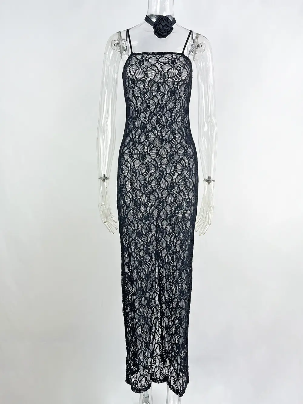Black Rose Suspenders Dress for Women — feature 7