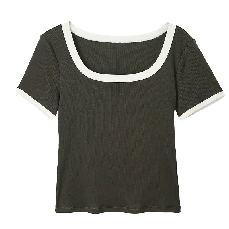 Summer Women's Black Trim Short Sleeve T-Shirt - Image 7