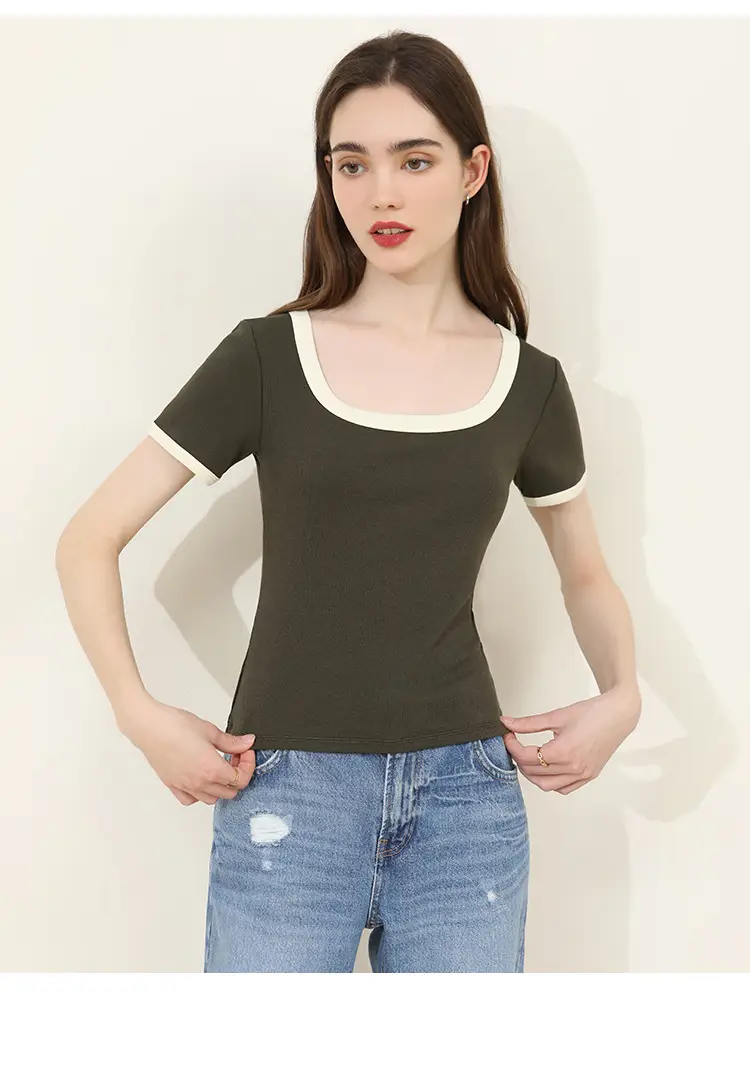Summer Women's Black Trim Short Sleeve T-Shirt — feature 12