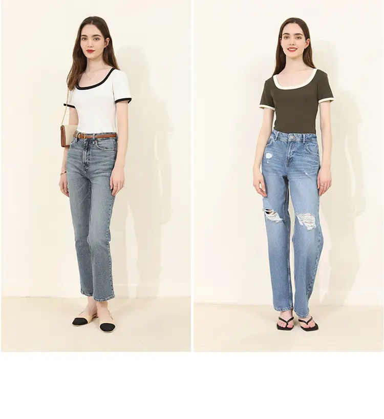 Summer Women's Black Trim Short Sleeve T-Shirt — feature 4
