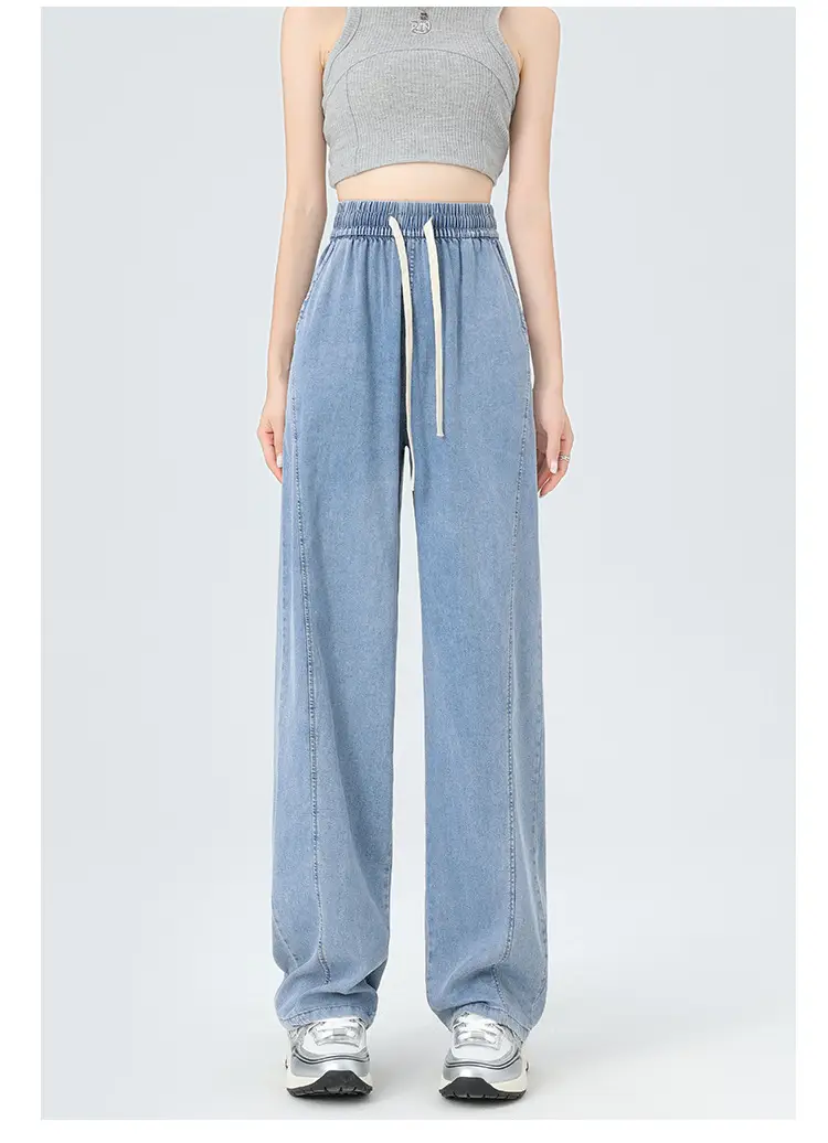 Women's Tencel Jeans High Waist Draped Banana Slimming Pants — feature 11