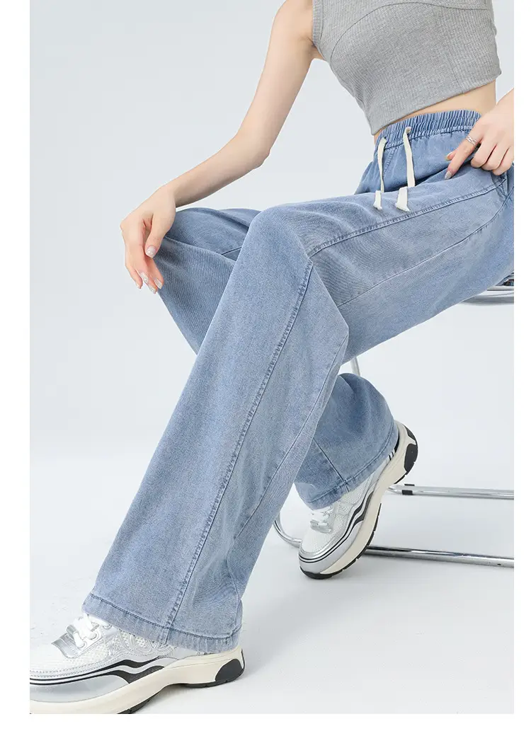 Women's Tencel Jeans High Waist Draped Banana Slimming Pants — feature 13