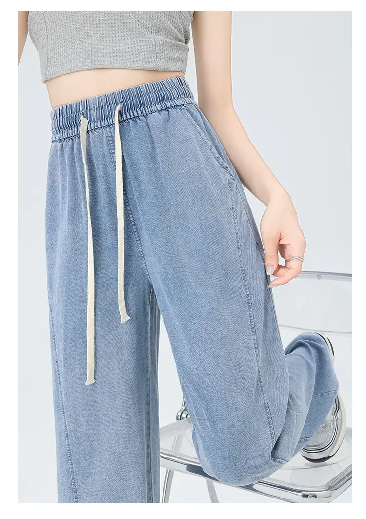 Women's Tencel Jeans High Waist Draped Banana Slimming Pants — feature 14