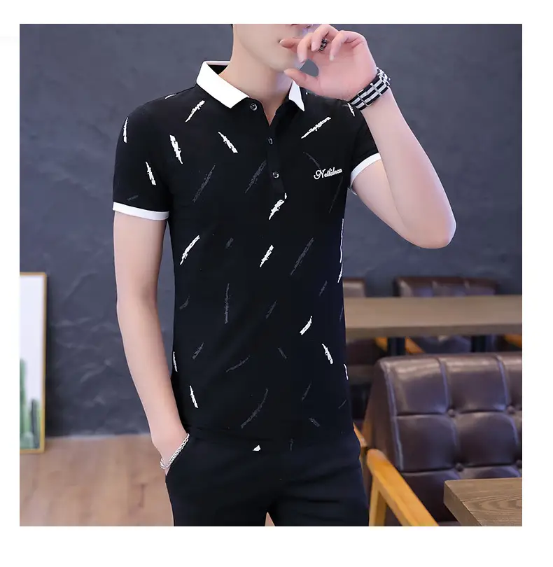 Men's Light Blue Printed Polo Shirt Summer Wear — feature 20