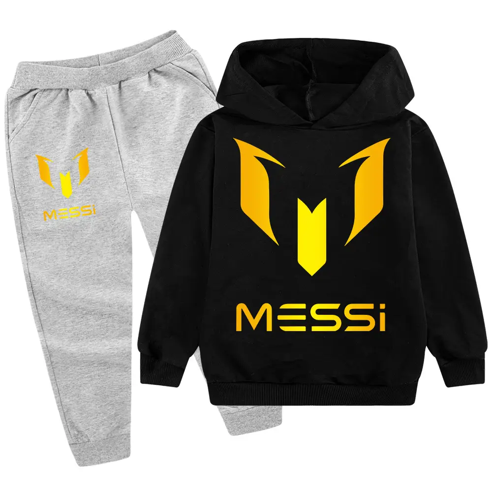 Messi Logo Hoodie & Pants Set Blue Black Medium to XL