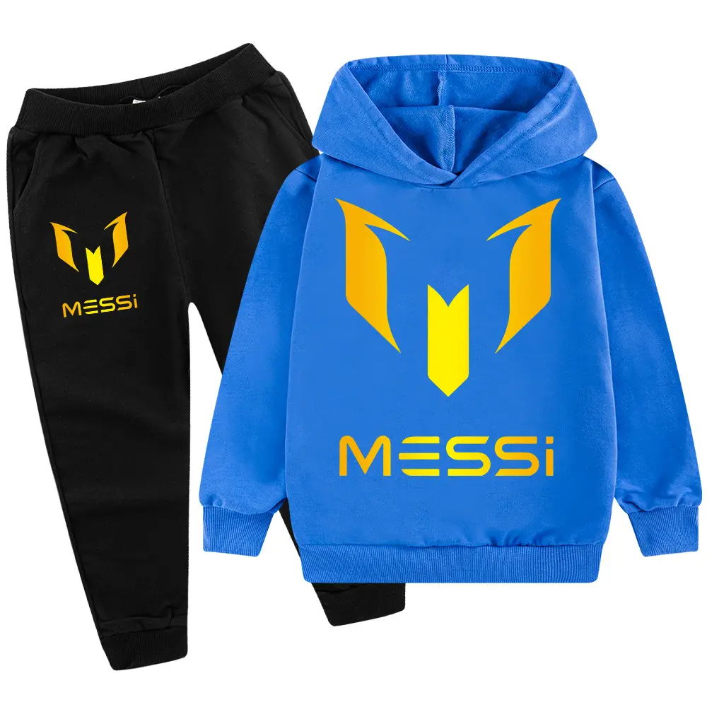 Messi Logo Hoodie & Pants Set Blue Black Medium to XL