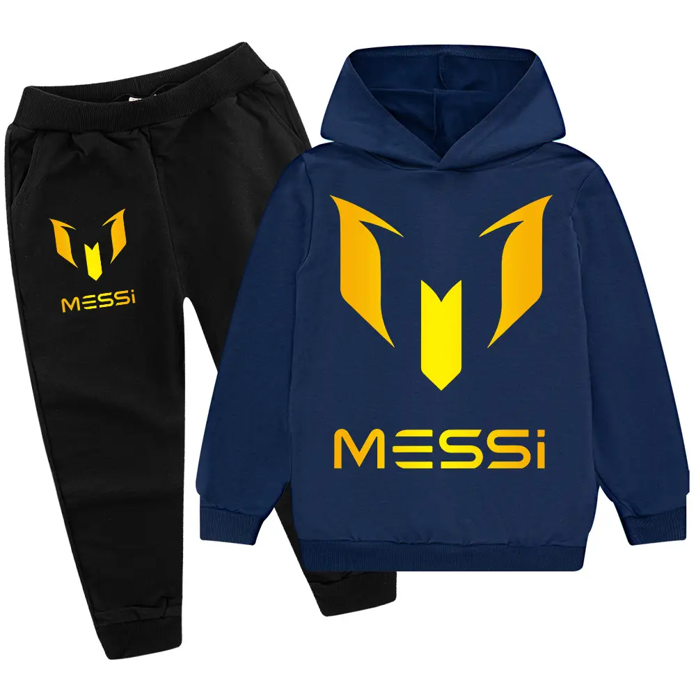Messi Logo Hoodie & Pants Set Blue Black Medium to XL