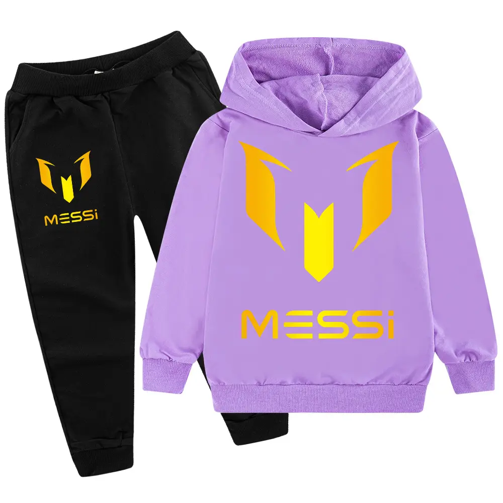 Messi Logo Hoodie & Pants Set Blue Black Medium to XL