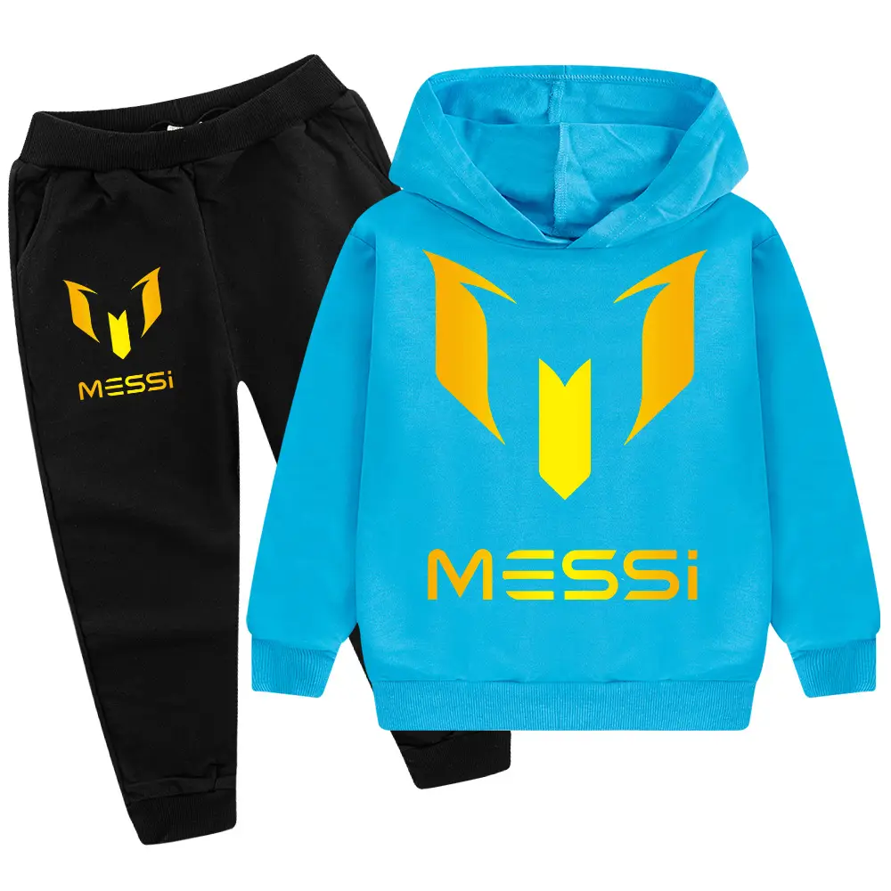 Messi Logo Hoodie & Pants Set Blue Black Medium to XL