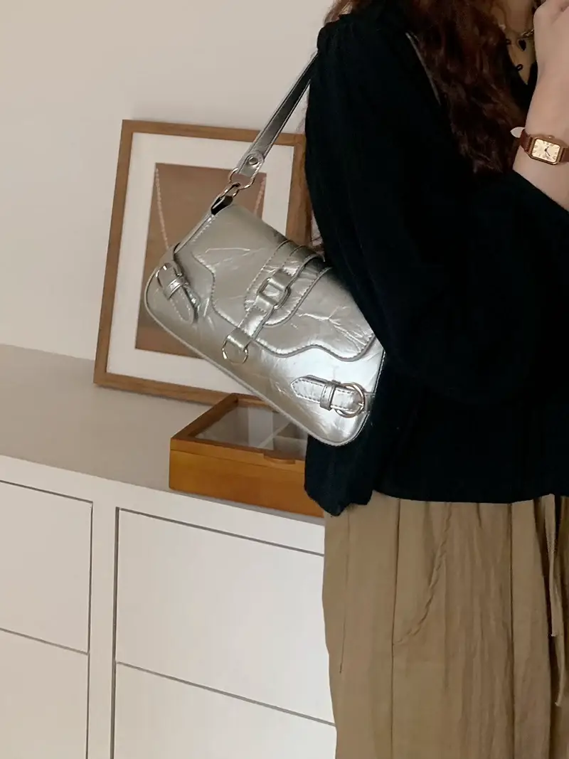 Women's Black Biker Style Shoulder Crossbody Bag — feature 14