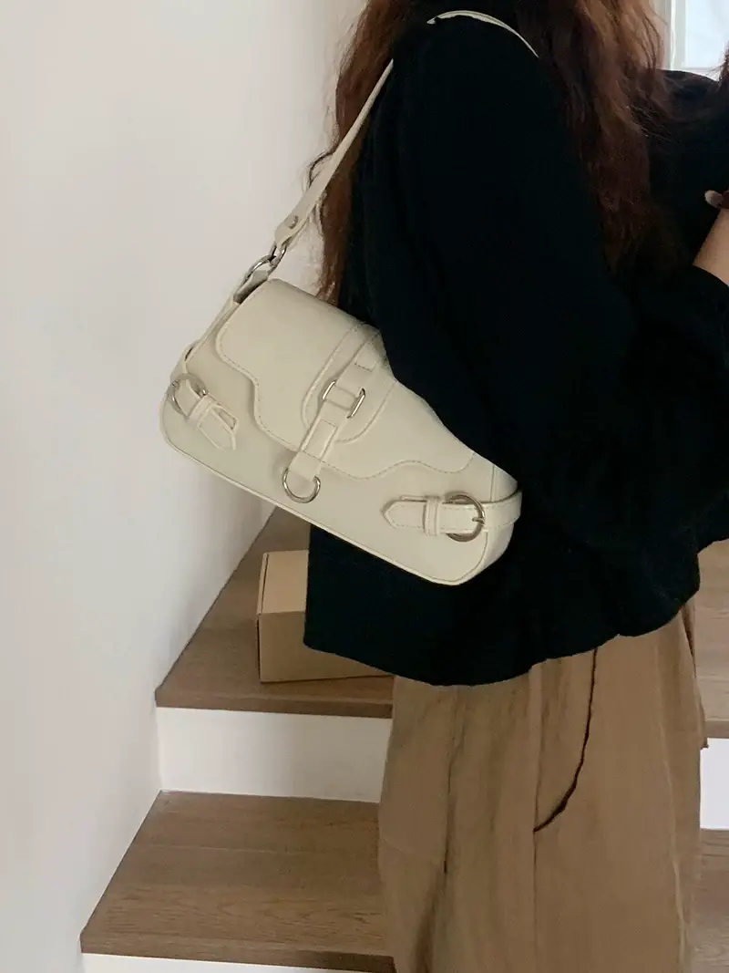 Women's Black Biker Style Shoulder Crossbody Bag — feature 17