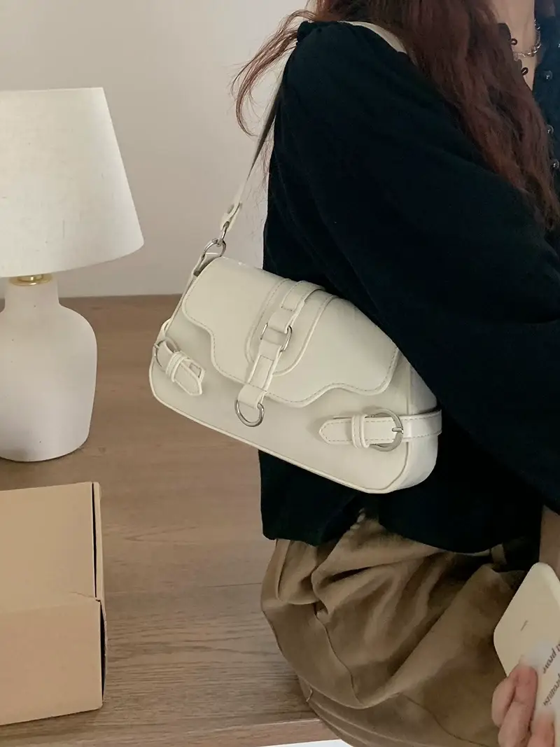 Women's Black Biker Style Shoulder Crossbody Bag — feature 18