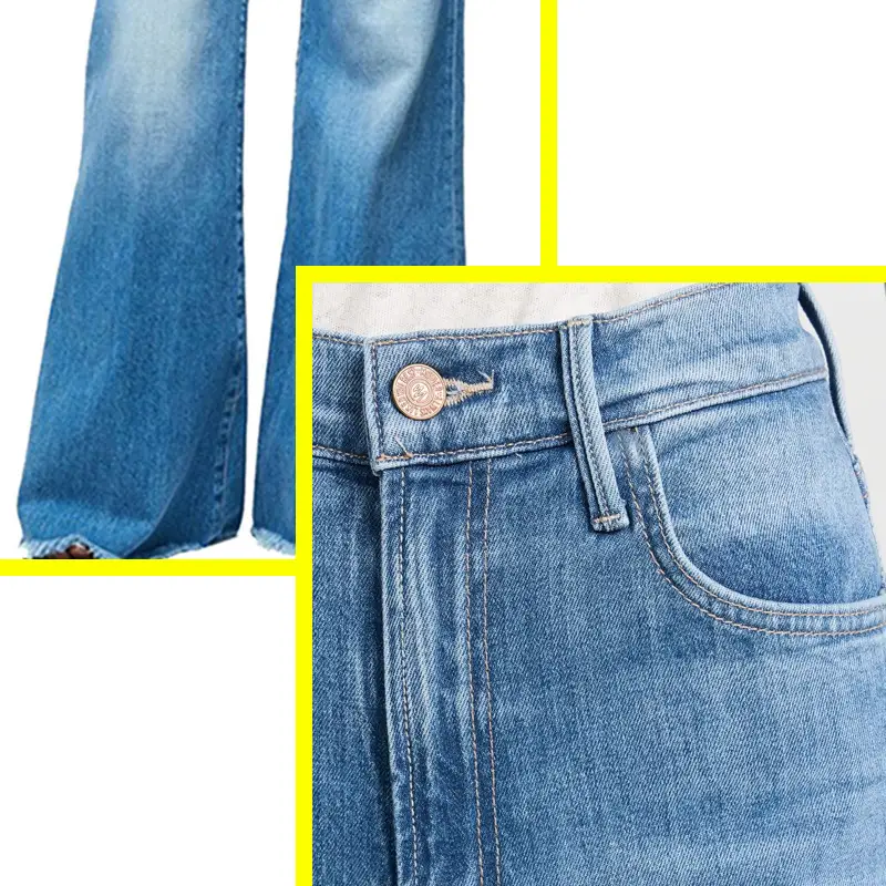 Women Flared Hip Lace-Up Jeans Blue Wide Leg - Image 5