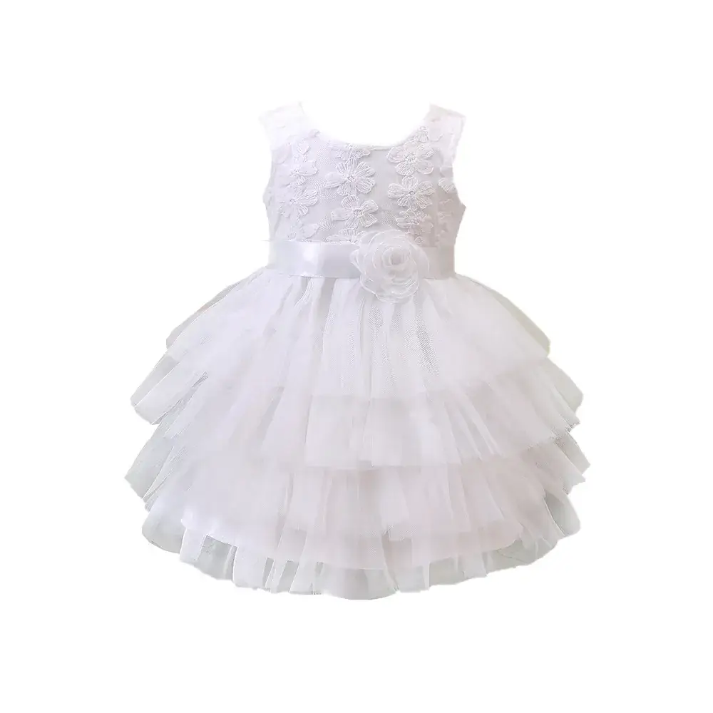 White Sleeveless Tulle Dress for Girls Summer - Image 6