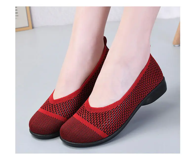 Summer mesh breathable shallow mouth single-layer shoes flying woven women's shoes non-slip soft bottom mother shoes flat single-layer shoes old Beijing cloth shoes — feature 10