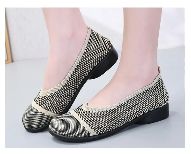 Summer mesh breathable shallow mouth single-layer shoes flying woven women's shoes non-slip soft bottom mother shoes flat single-layer shoes old Beijing cloth shoes — feature 14