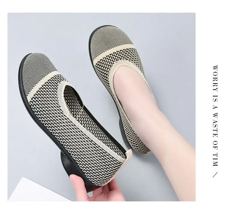 Summer mesh breathable shallow mouth single-layer shoes flying woven women's shoes non-slip soft bottom mother shoes flat single-layer shoes old Beijing cloth shoes — feature 15