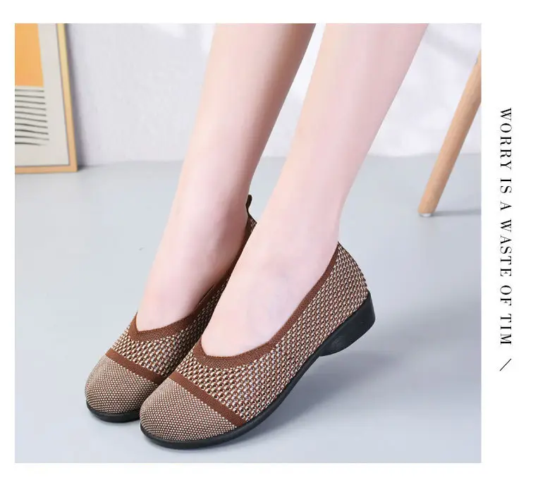 Summer mesh breathable shallow mouth single-layer shoes flying woven women's shoes non-slip soft bottom mother shoes flat single-layer shoes old Beijing cloth shoes — feature 19
