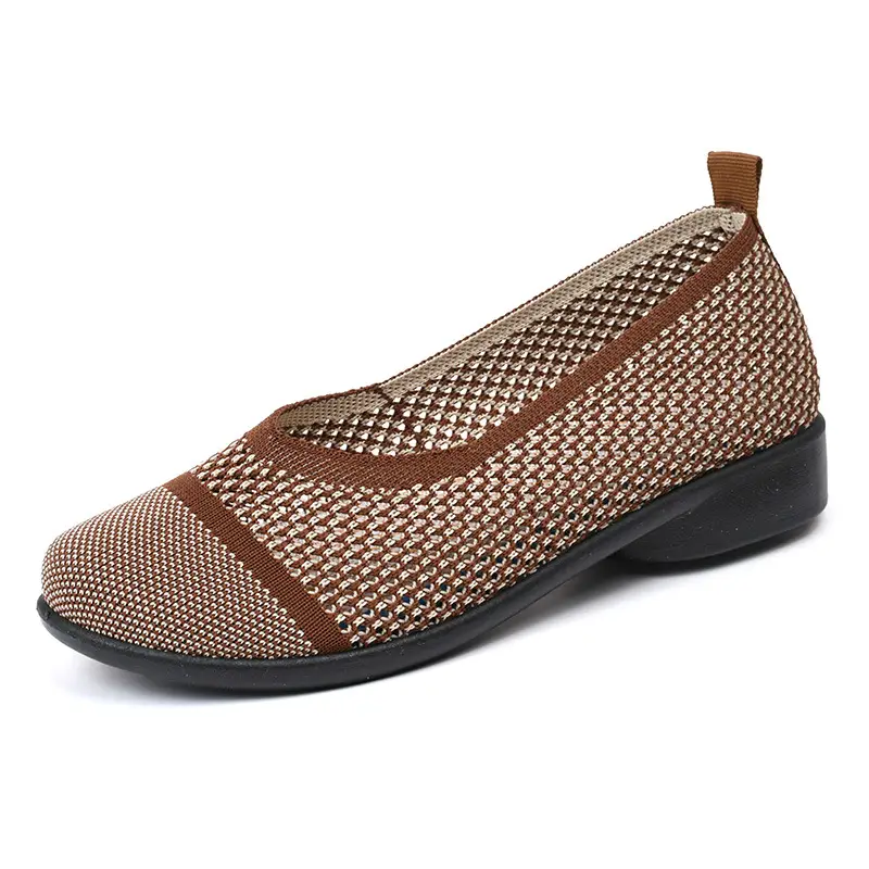 Summer mesh breathable shallow mouth single-layer shoes flying woven women's shoes non-slip soft bottom mother shoes flat single-layer shoes old Beijing cloth shoes - Image 3