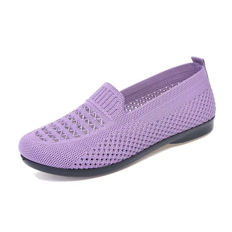 Summer mesh breathable shallow mouth single-layer shoes flying woven women's shoes non-slip soft bottom mother shoes flat single-layer shoes old Beijing cloth shoes - Image 4