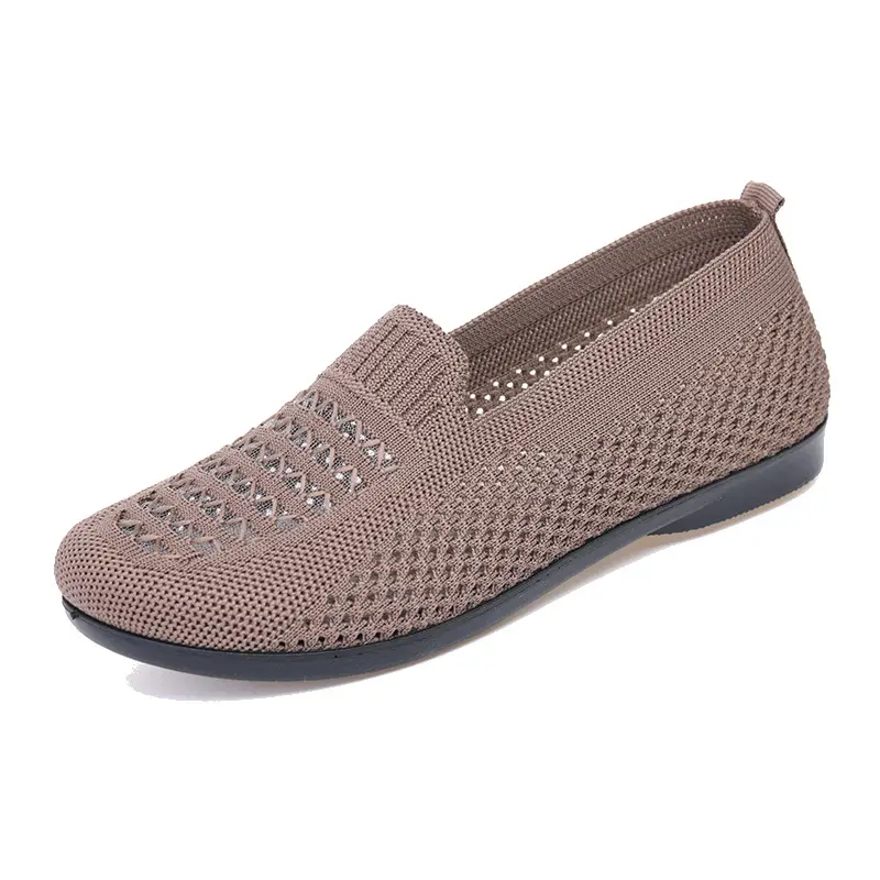 Summer mesh breathable shallow mouth single-layer shoes flying woven women's shoes non-slip soft bottom mother shoes flat single-layer shoes old Beijing cloth shoes - Image 5