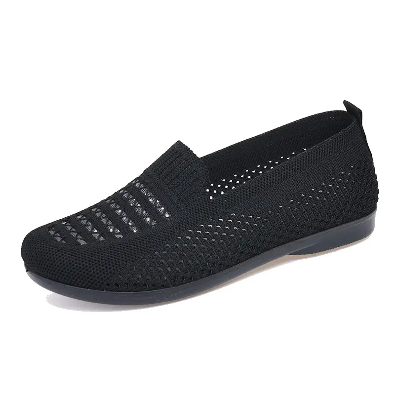 Summer mesh breathable shallow mouth single-layer shoes flying woven women's shoes non-slip soft bottom mother shoes flat single-layer shoes old Beijing cloth shoes - Image 6