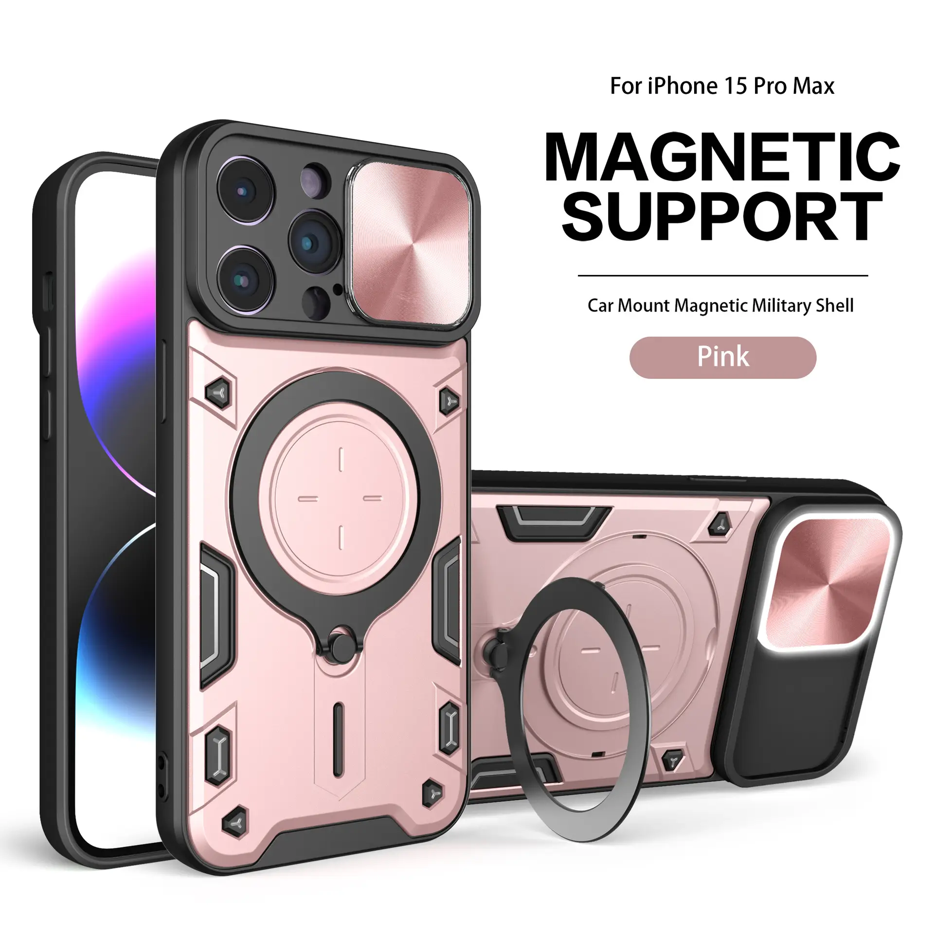 Magnetic Phone Case for iPhone 15 Pro Max Pink - Image 8