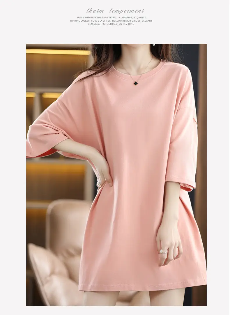Women Blue Loose Sleeve T-Shirt Summer Casual — feature 13