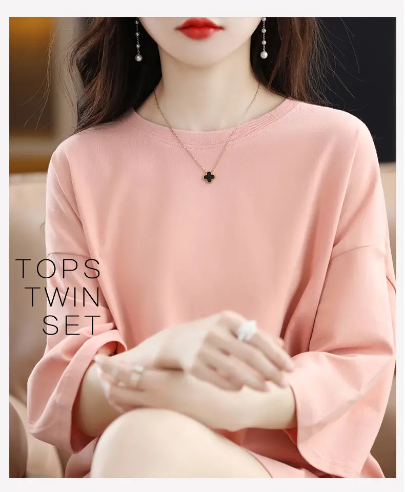 Women Blue Loose Sleeve T-Shirt Summer Casual — feature 14
