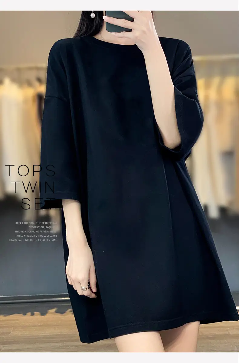 Women Blue Loose Sleeve T-Shirt Summer Casual — feature 18