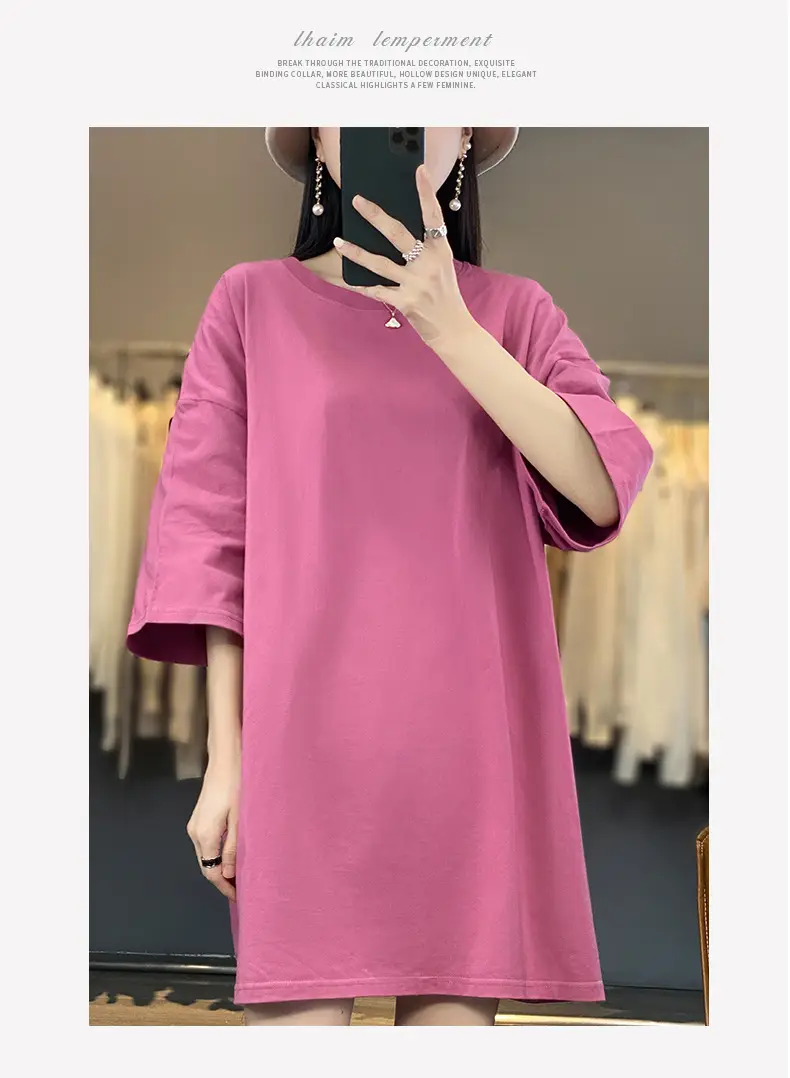 Women Blue Loose Sleeve T-Shirt Summer Casual — feature 21