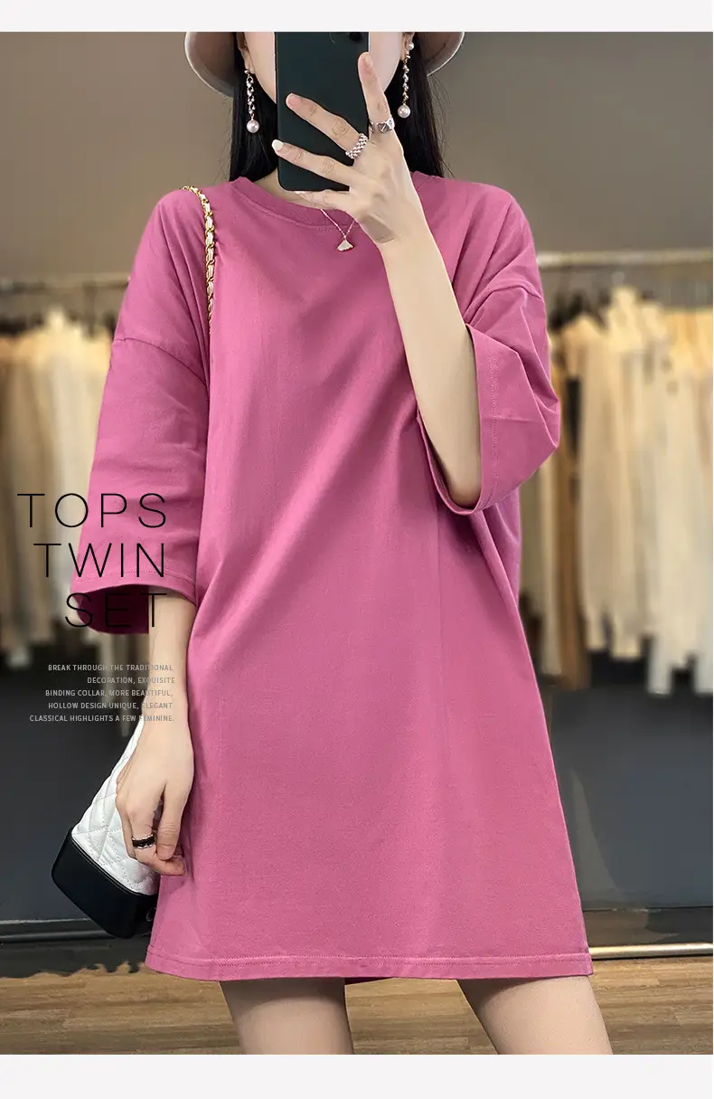 Women Blue Loose Sleeve T-Shirt Summer Casual — feature 22