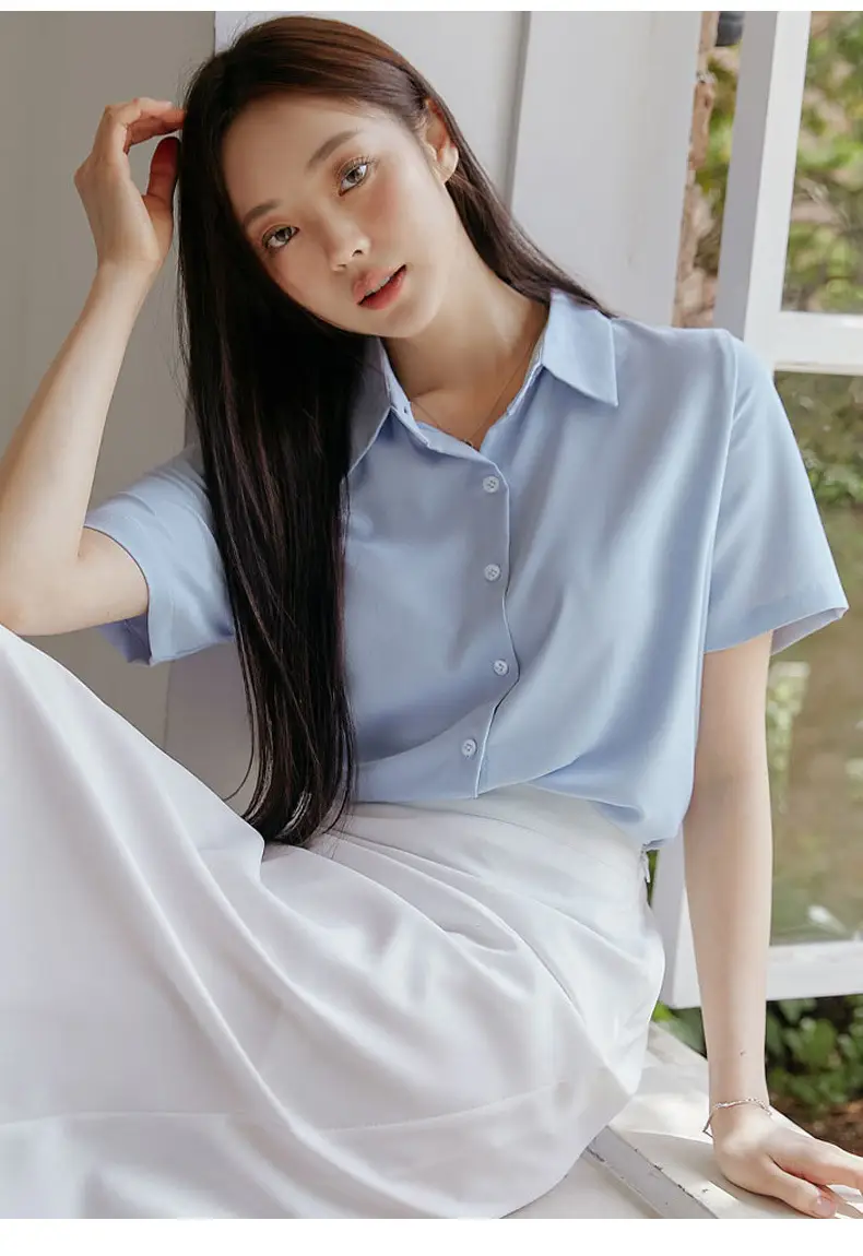 Black French Button-Down Shirt for Women Summer — feature 14