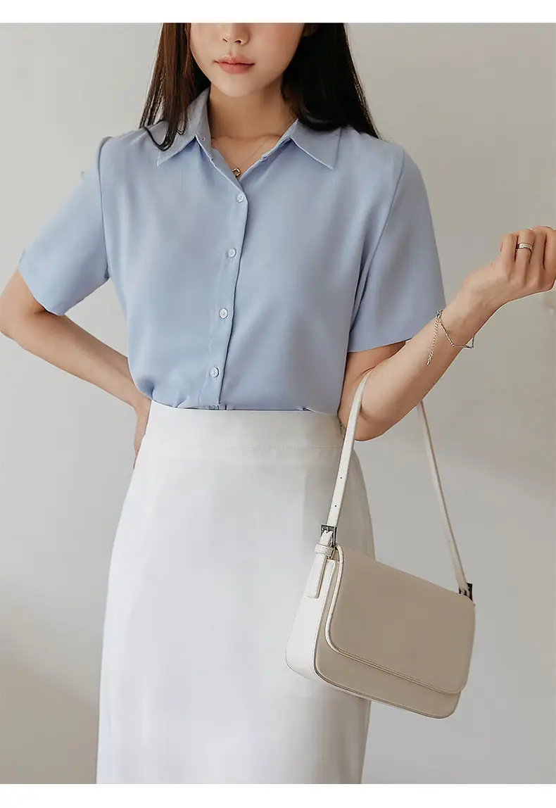 Black French Button-Down Shirt for Women Summer — feature 16