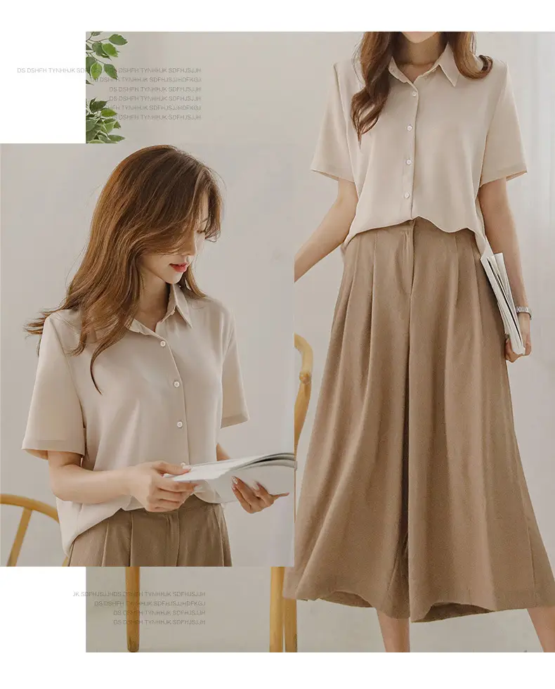 Black French Button-Down Shirt for Women Summer — feature 19