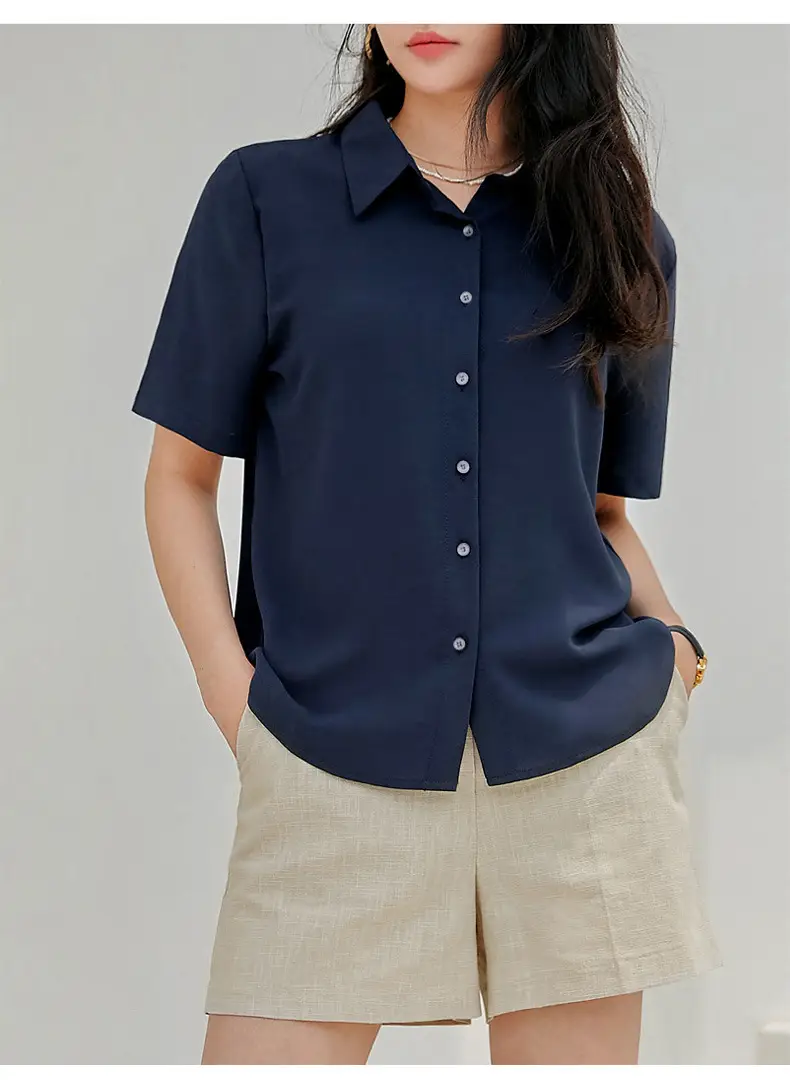 Black French Button-Down Shirt for Women Summer — feature 20
