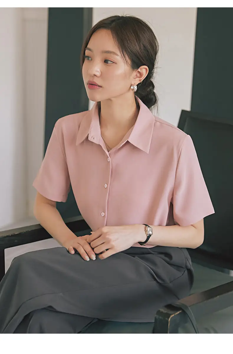 Black French Button-Down Shirt for Women Summer — feature 23
