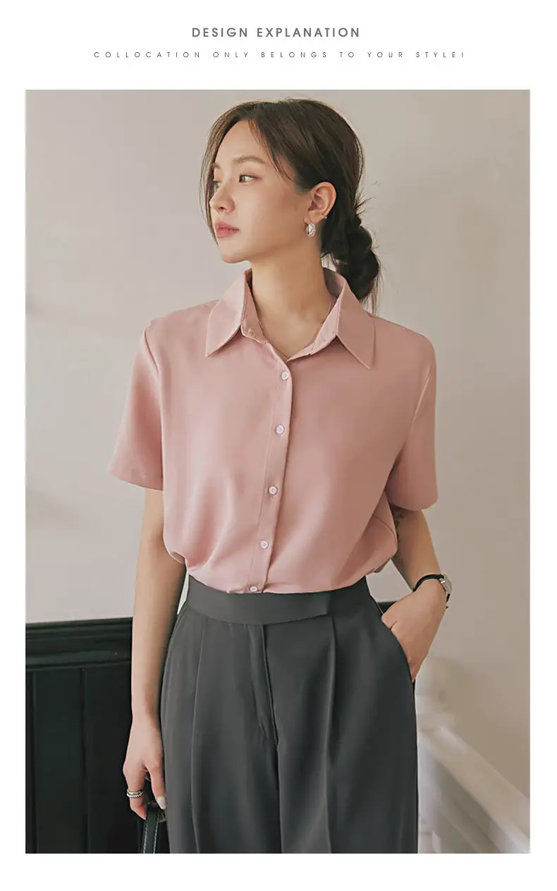 Black French Button-Down Shirt for Women Summer — feature 25